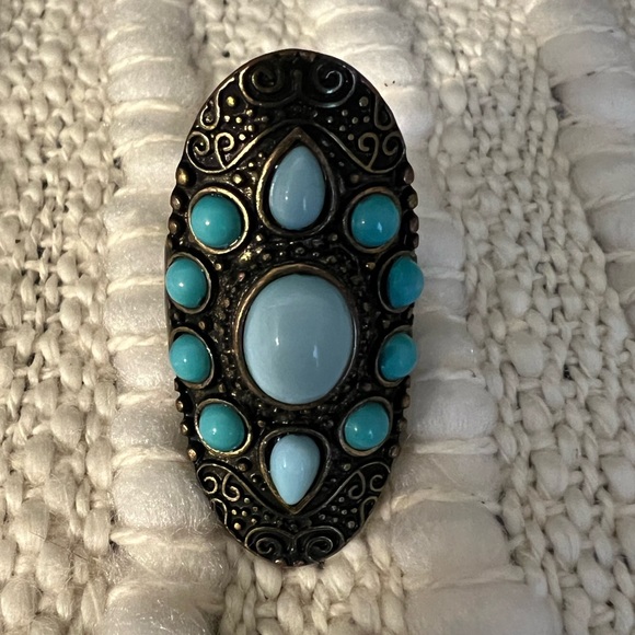 Beautiful Turquoise Oval Ring Size 7 - Picture 6 of 8
